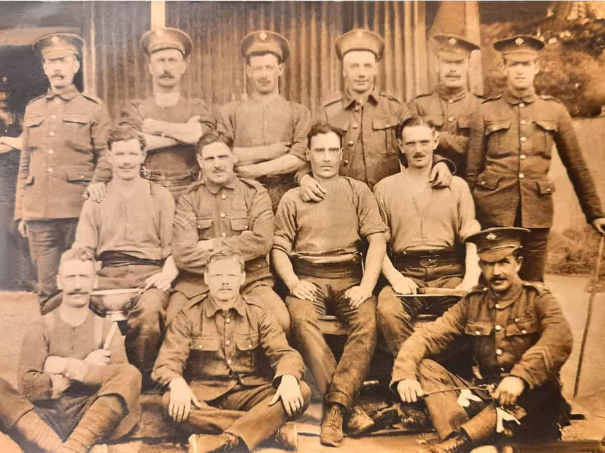 Old group photo restoration after